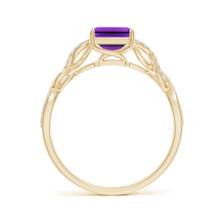 8x6mm AAAA Emerald-Cut Solitaire Amethyst Infinity Twist Ring in Yellow Gold side-1