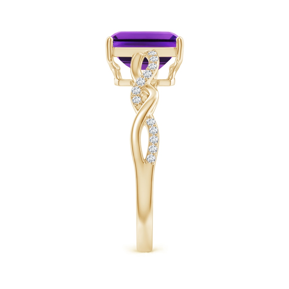 8x6mm AAAA Emerald-Cut Solitaire Amethyst Infinity Twist Ring in Yellow Gold side-2