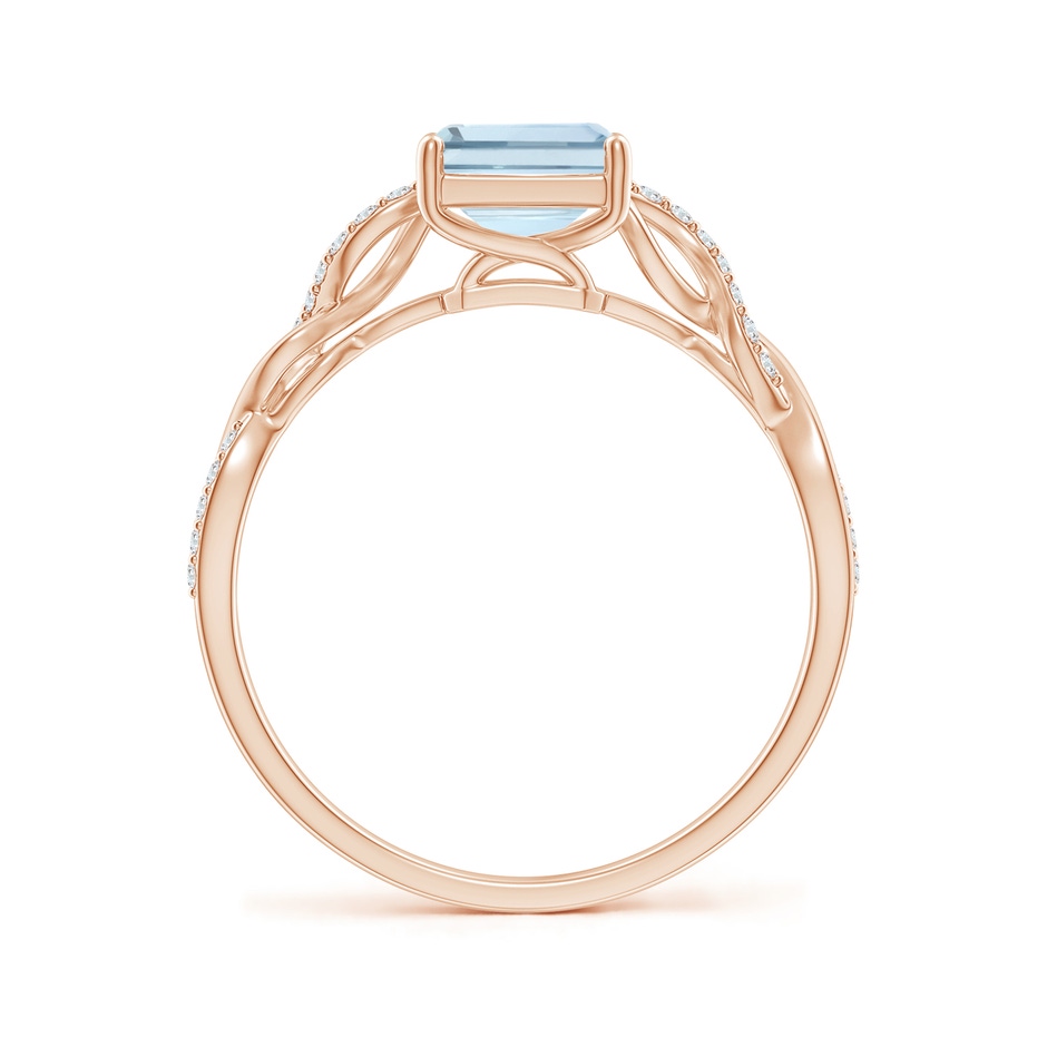 8x6mm A Emerald-Cut Solitaire Aquamarine Infinity Twist Ring in Rose Gold side 199