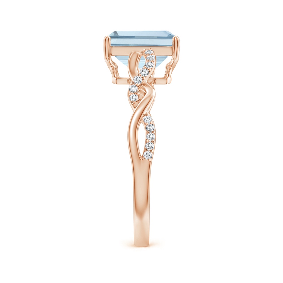 8x6mm A Emerald-Cut Solitaire Aquamarine Infinity Twist Ring in Rose Gold side 299