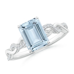 Emerald Cut Aquamarine Side Stones Rings