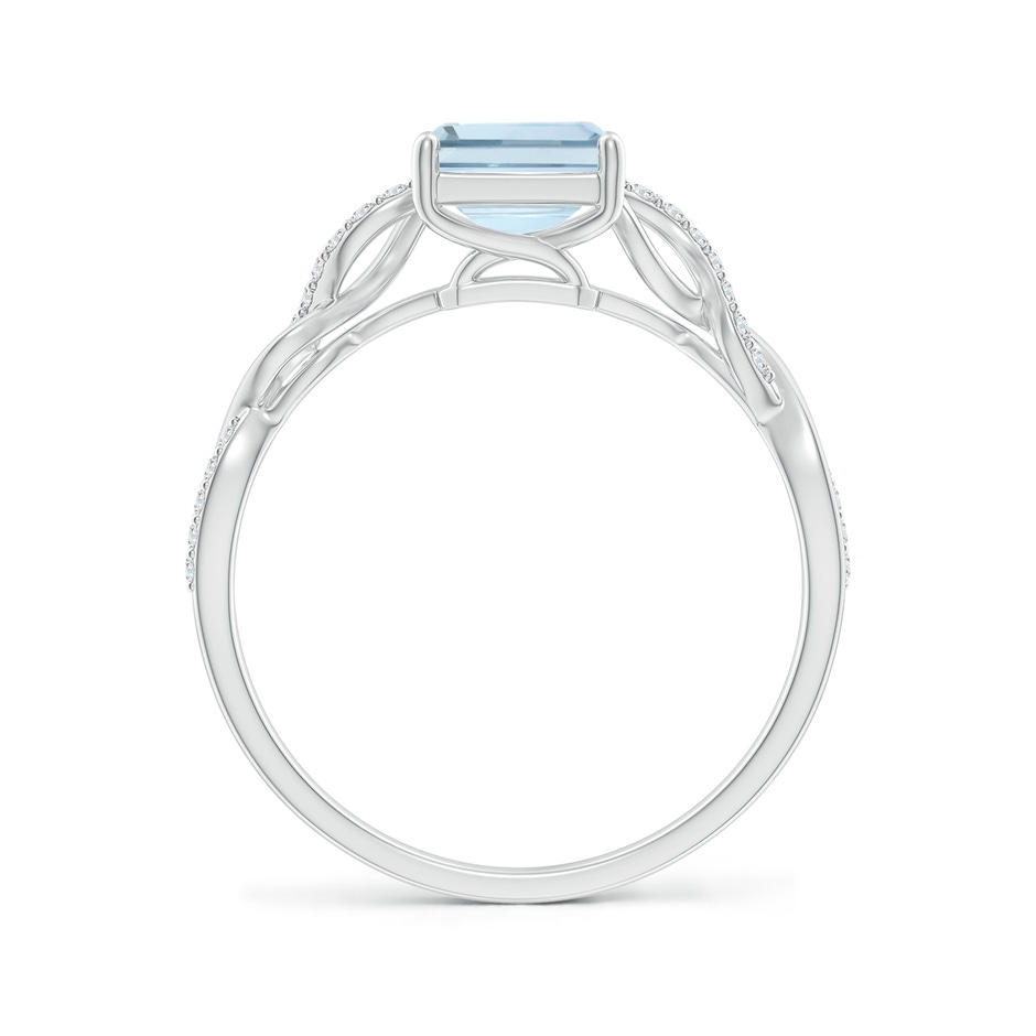 8x6mm A Emerald-Cut Solitaire Aquamarine Infinity Twist Ring in White Gold side 199
