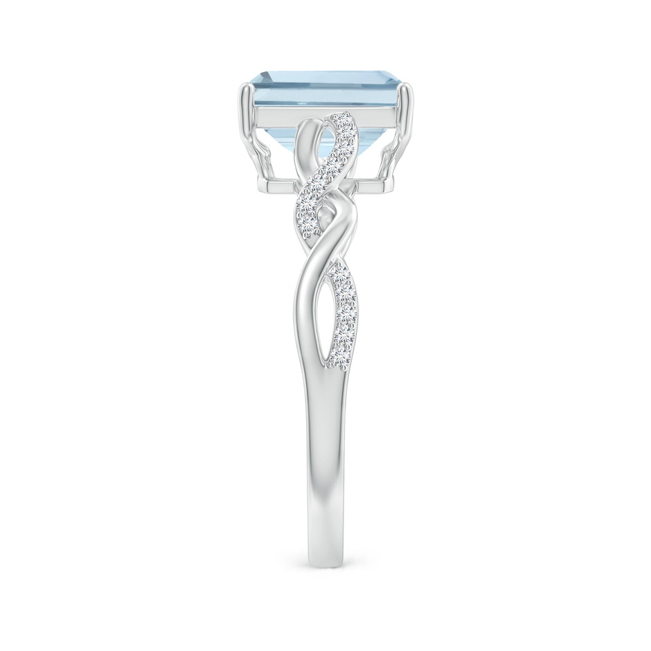 8x6mm A Emerald-Cut Solitaire Aquamarine Infinity Twist Ring in White Gold side 299