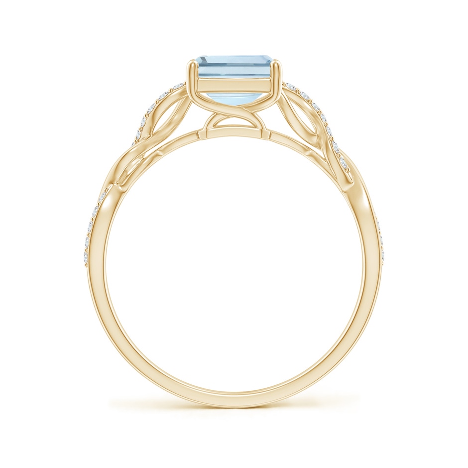 8x6mm A Emerald-Cut Solitaire Aquamarine Infinity Twist Ring in Yellow Gold side 199