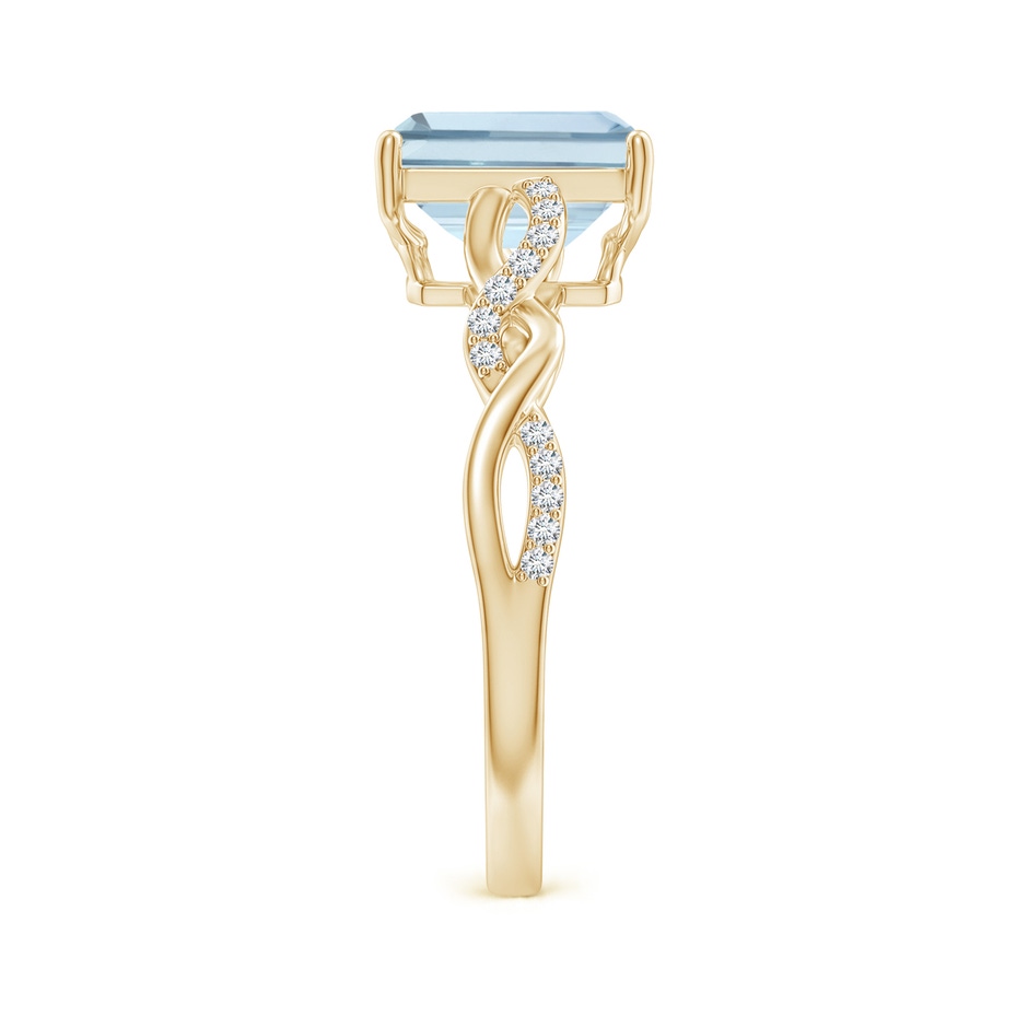 8x6mm A Emerald-Cut Solitaire Aquamarine Infinity Twist Ring in Yellow Gold side 299
