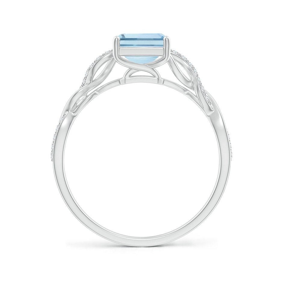 8x6mm AA Emerald-Cut Solitaire Aquamarine Infinity Twist Ring in White Gold side 199