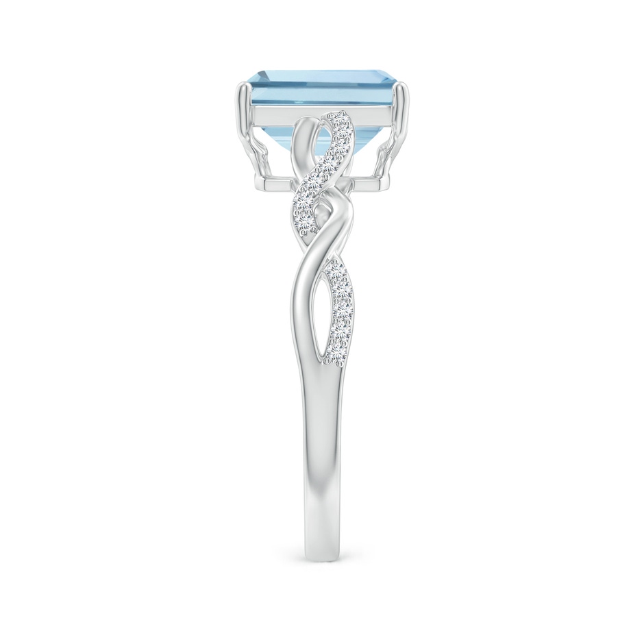 8x6mm AA Emerald-Cut Solitaire Aquamarine Infinity Twist Ring in White Gold side 299