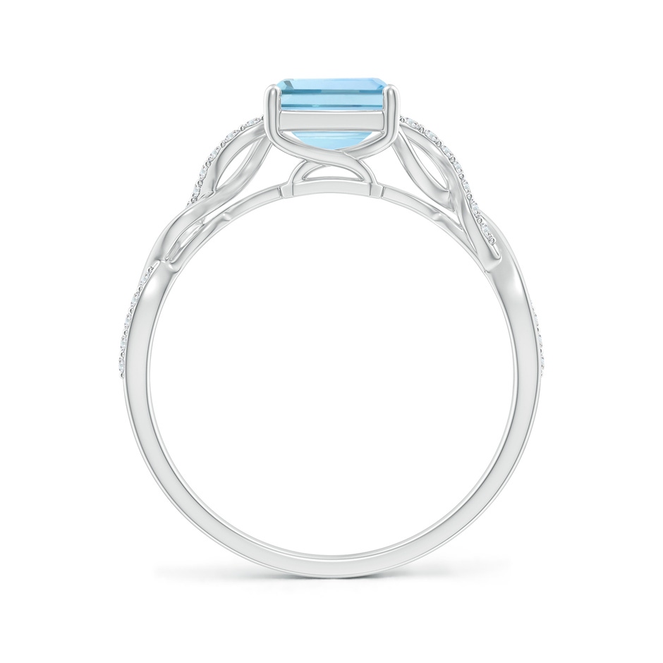 8x6mm AAA Emerald-Cut Solitaire Aquamarine Infinity Twist Ring in White Gold side 199