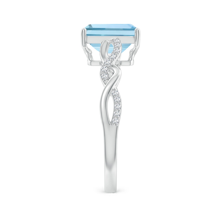 8x6mm AAA Emerald-Cut Solitaire Aquamarine Infinity Twist Ring in White Gold side 299