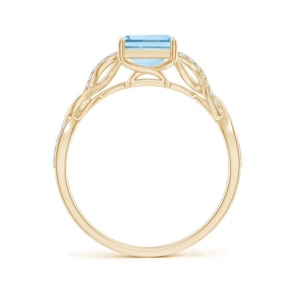 8x6mm AAA Emerald-Cut Solitaire Aquamarine Infinity Twist Ring in Yellow Gold side 199