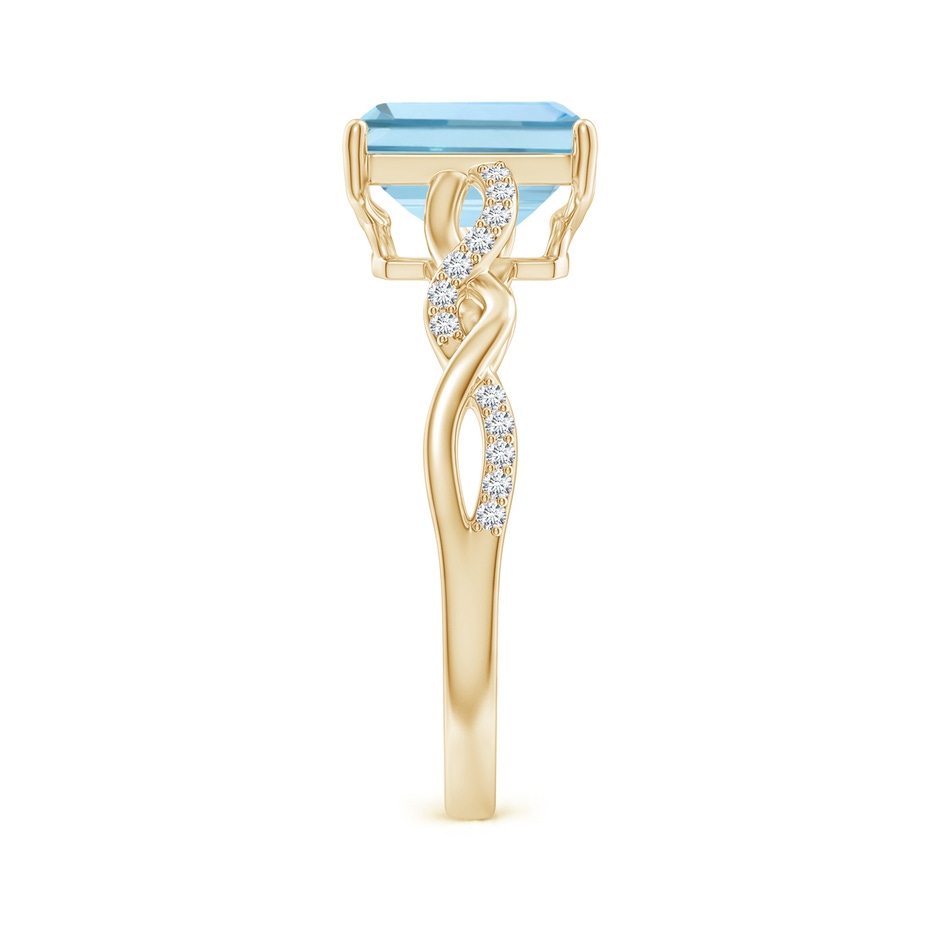 8x6mm AAA Emerald-Cut Solitaire Aquamarine Infinity Twist Ring in Yellow Gold side 299