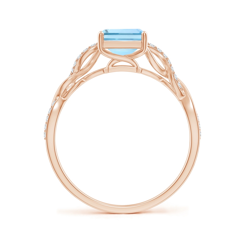 8x6mm AAAA Emerald-Cut Solitaire Aquamarine Infinity Twist Ring in Rose Gold side 199