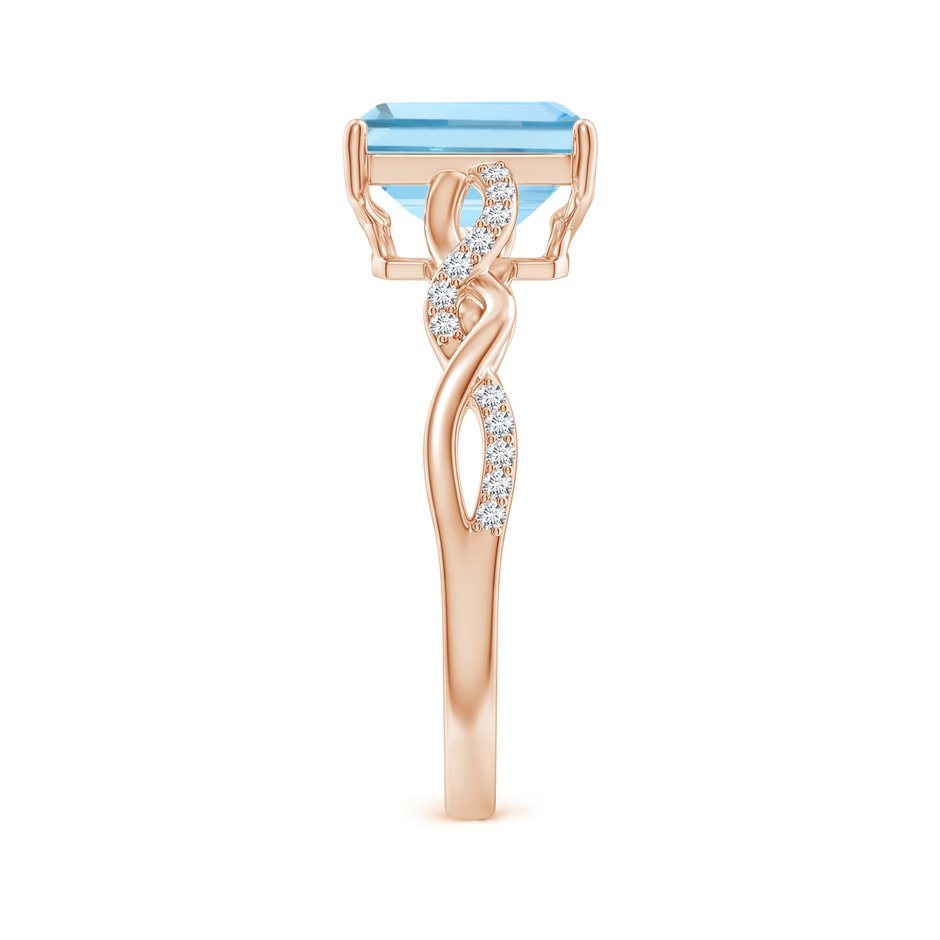 8x6mm AAAA Emerald-Cut Solitaire Aquamarine Infinity Twist Ring in Rose Gold side 299