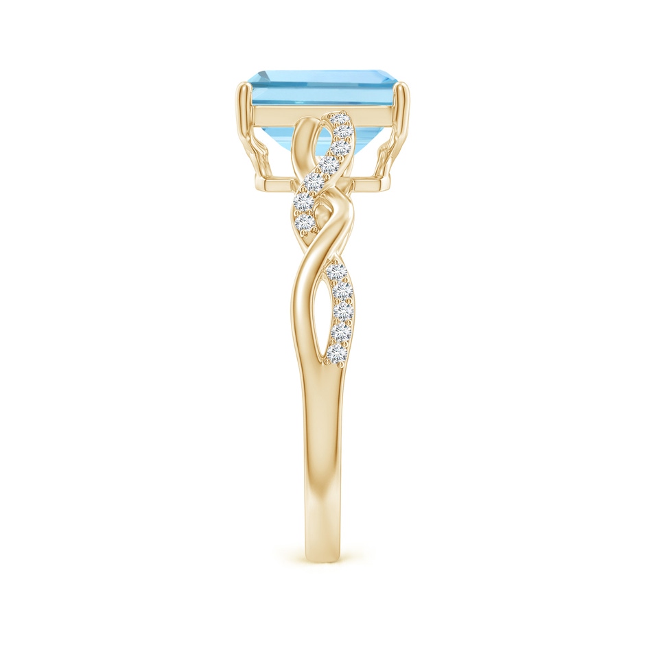 8x6mm AAAA Emerald-Cut Solitaire Aquamarine Infinity Twist Ring in Yellow Gold side 299