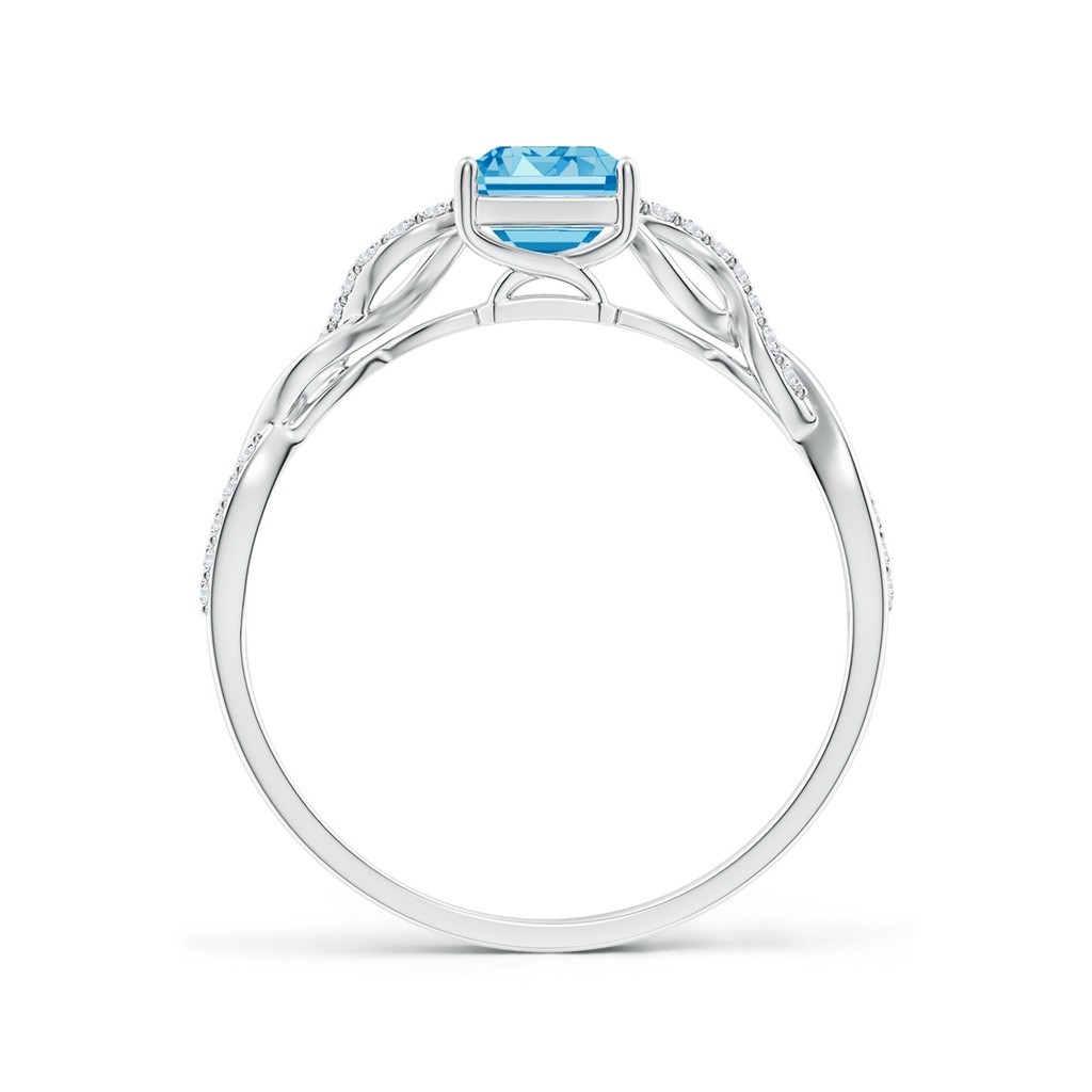 7x5mm AAAA Emerald-Cut Solitaire Fancy Intense Blue Diamond Infinity Twist Ring in P950 Platinum - side 199