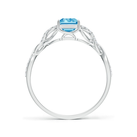 7x5mm AAAA Emerald-Cut Solitaire Fancy Intense Blue Diamond Infinity Twist Ring in P950 Platinum
