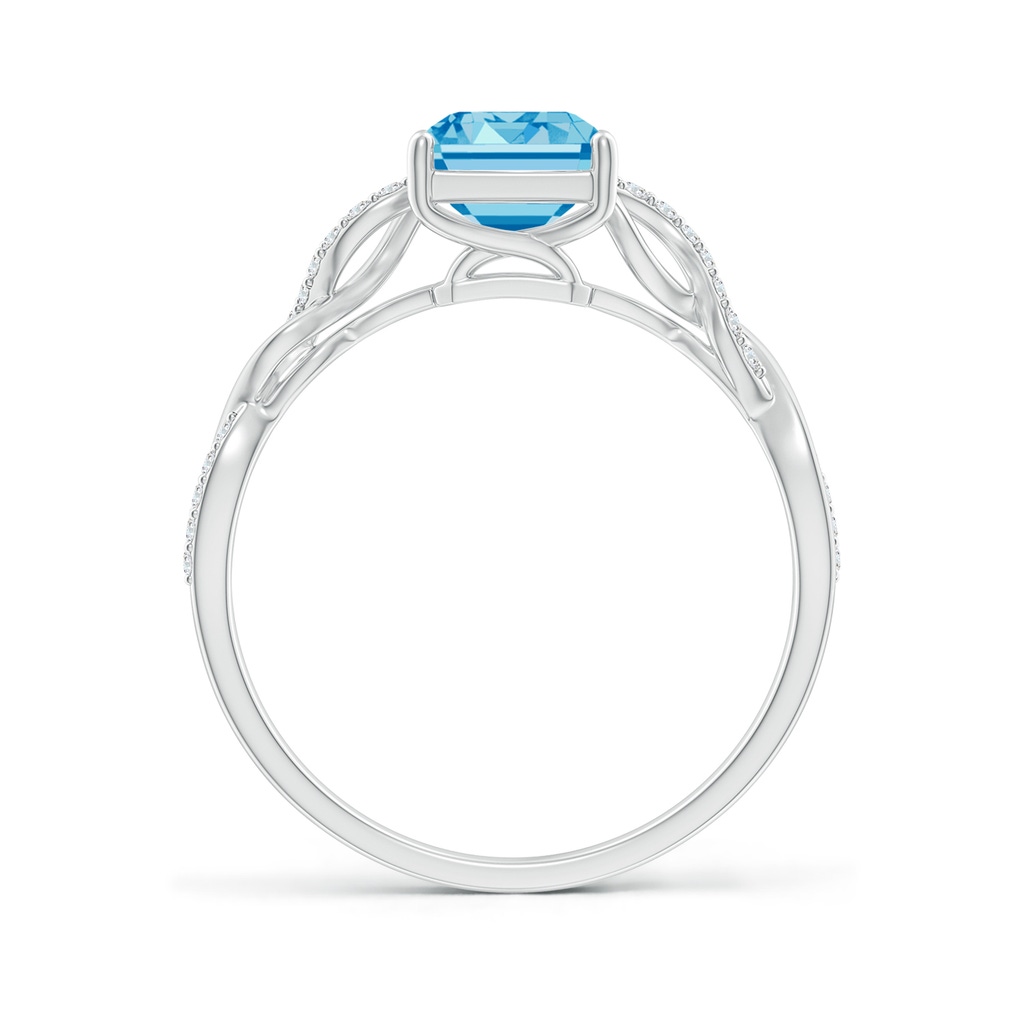 8x6mm AAAA Emerald-Cut Solitaire Fancy Intense Blue Diamond Infinity Twist Ring in White Gold - side 199