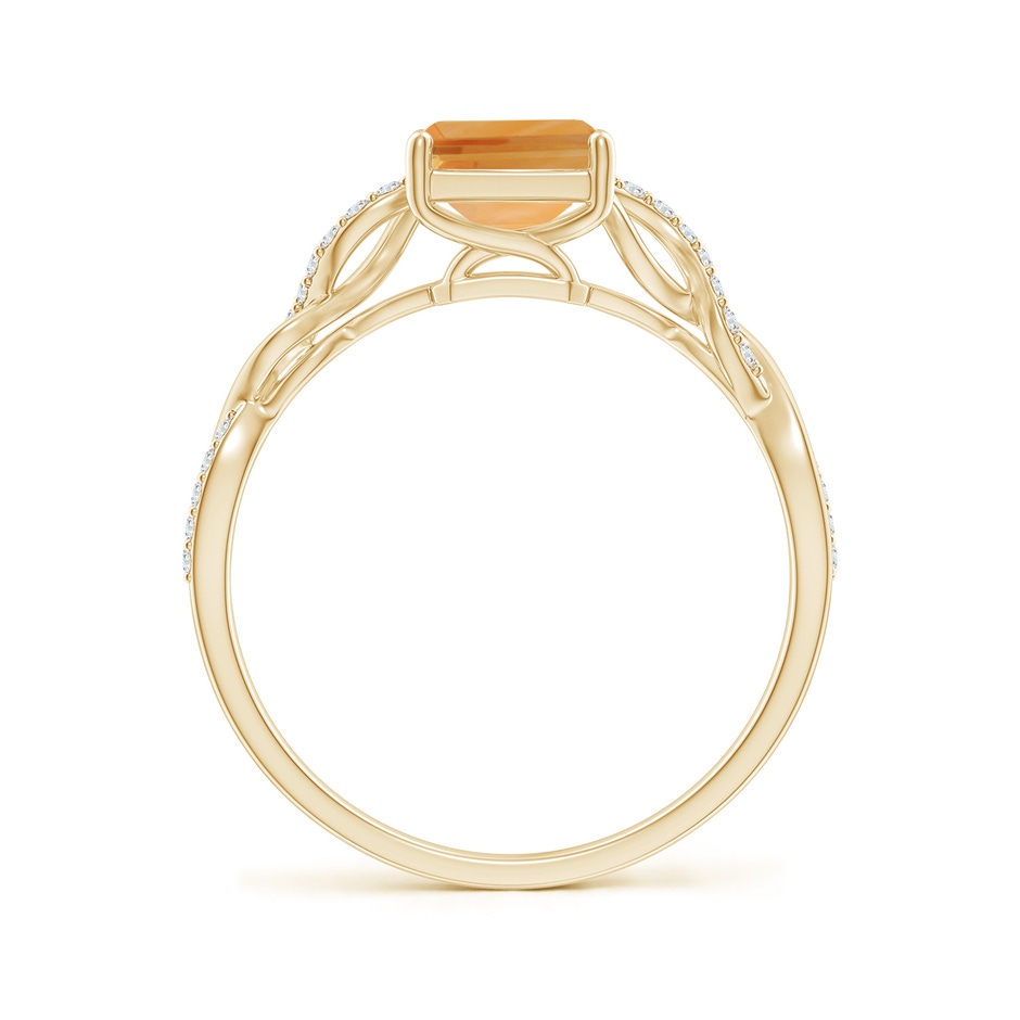 8x6mm A Emerald-Cut Solitaire Citrine Infinity Twist Ring in 9K Yellow Gold side-1