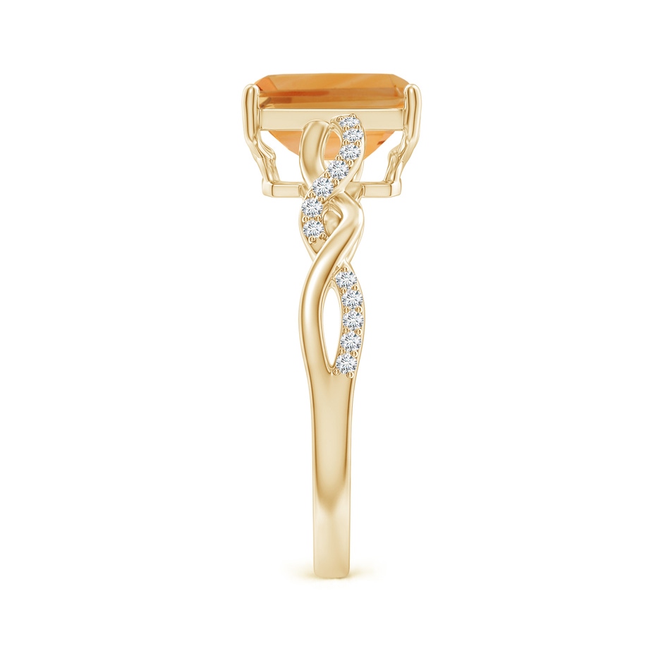 8x6mm A Emerald-Cut Solitaire Citrine Infinity Twist Ring in 9K Yellow Gold side-2