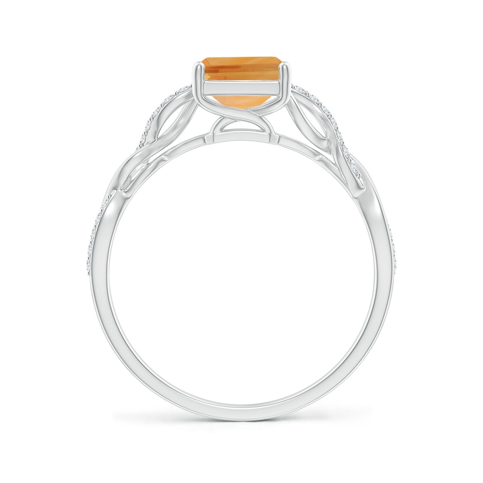 8x6mm A Emerald-Cut Solitaire Citrine Infinity Twist Ring in White Gold side-1
