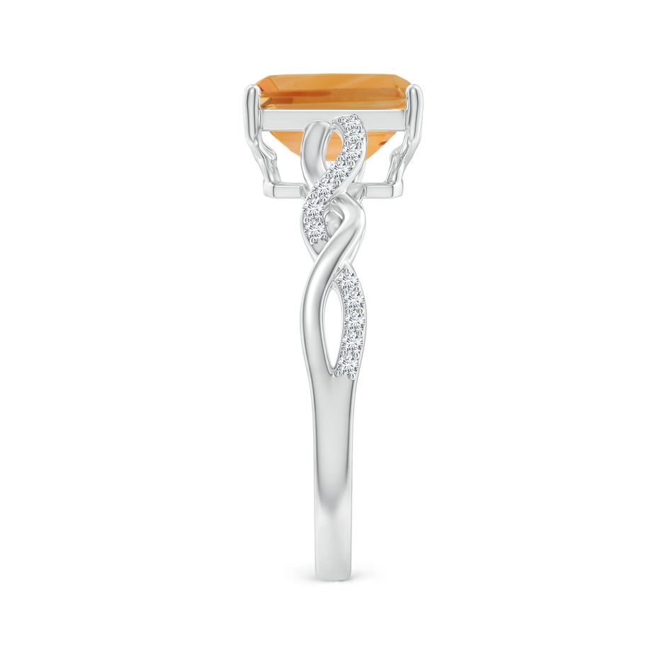 8x6mm A Emerald-Cut Solitaire Citrine Infinity Twist Ring in White Gold side-2