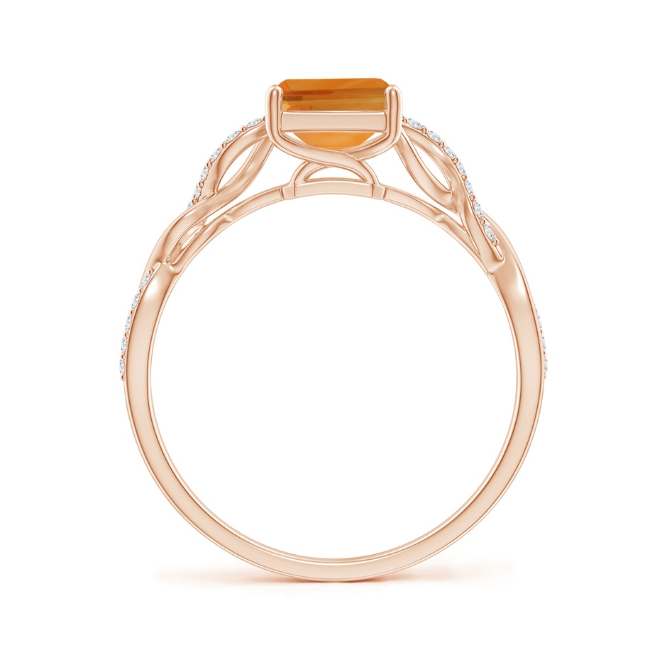 8x6mm AA Emerald-Cut Solitaire Citrine Infinity Twist Ring in Rose Gold side-1
