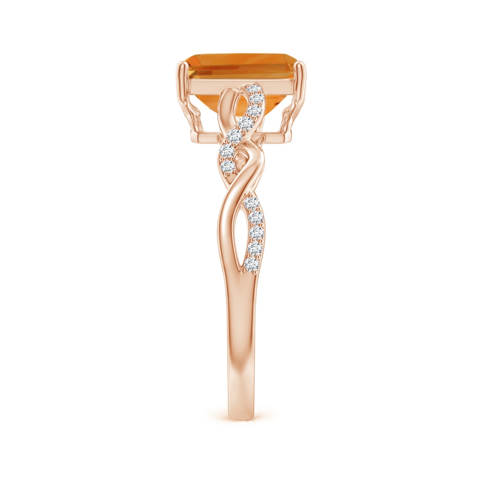 8x6mm AA Emerald-Cut Solitaire Citrine Infinity Twist Ring in Rose Gold side-2
