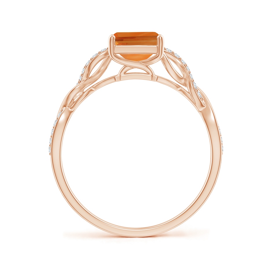 8x6mm AAA Emerald-Cut Solitaire Citrine Infinity Twist Ring in Rose Gold side-1