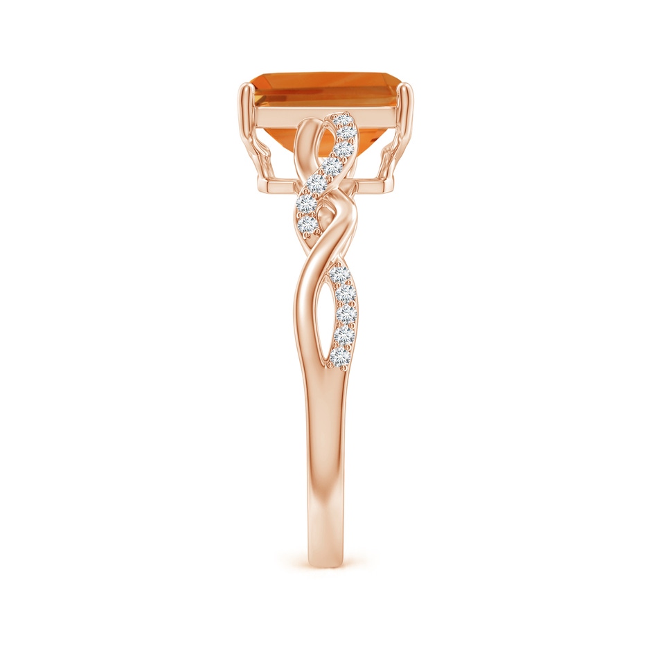 8x6mm AAA Emerald-Cut Solitaire Citrine Infinity Twist Ring in Rose Gold side-2