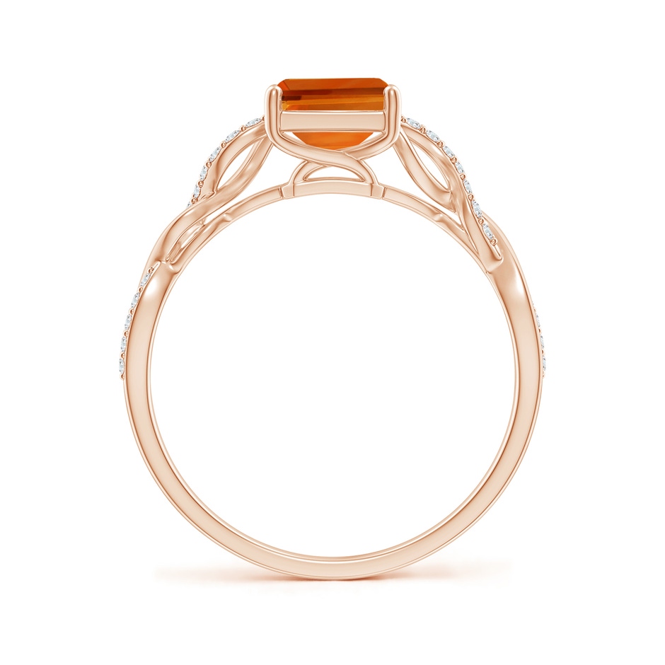 8x6mm AAAA Emerald-Cut Solitaire Citrine Infinity Twist Ring in Rose Gold side-1
