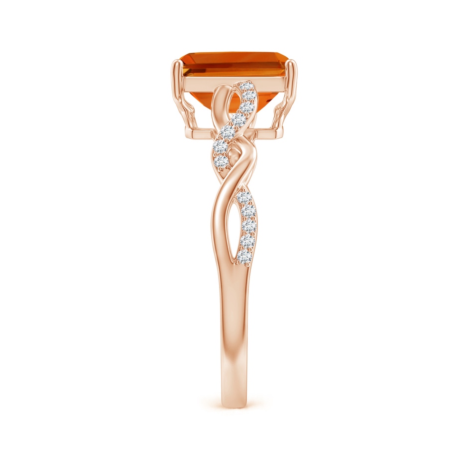 8x6mm AAAA Emerald-Cut Solitaire Citrine Infinity Twist Ring in Rose Gold side-2