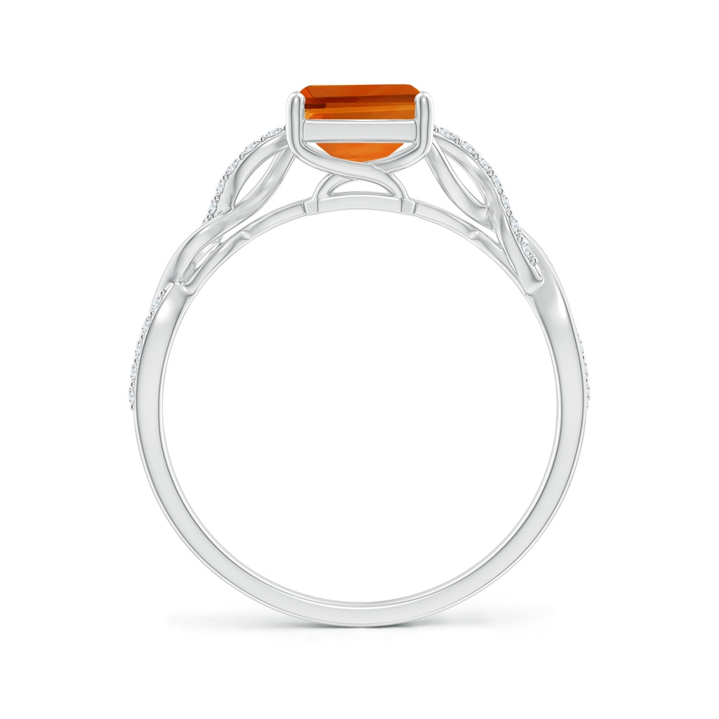 8x6mm AAAA Emerald-Cut Solitaire Citrine Infinity Twist Ring in White Gold - side_1
