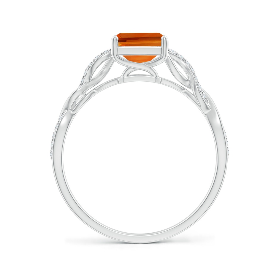 8x6mm AAAA Emerald-Cut Solitaire Citrine Infinity Twist Ring in White Gold side-1