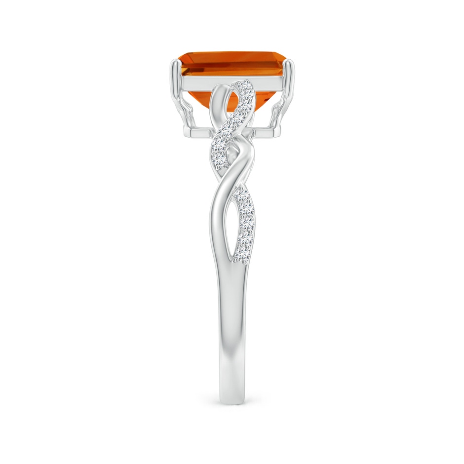 8x6mm AAAA Emerald-Cut Solitaire Citrine Infinity Twist Ring in White Gold side-2