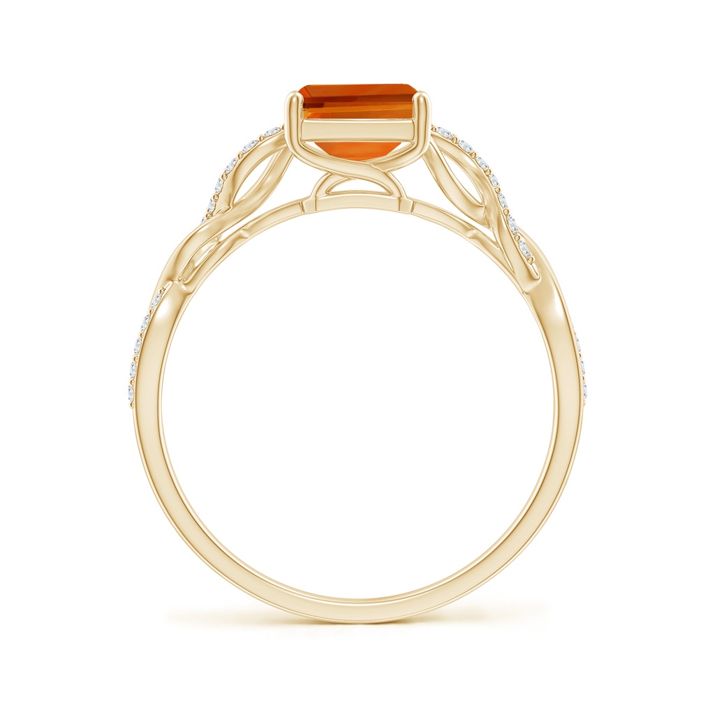 8x6mm AAAA Emerald-Cut Solitaire Citrine Infinity Twist Ring in Yellow Gold - side_1