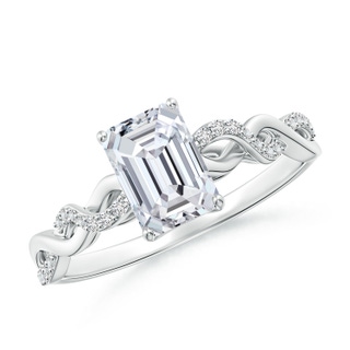 7x5mm HSI2 Emerald-Cut Solitaire Diamond Infinity Twist Ring in P950 Platinum