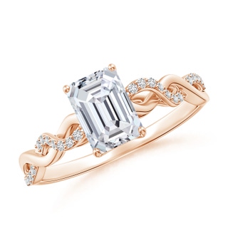 7x5mm HSI2 Emerald-Cut Solitaire Diamond Infinity Twist Ring in Rose Gold