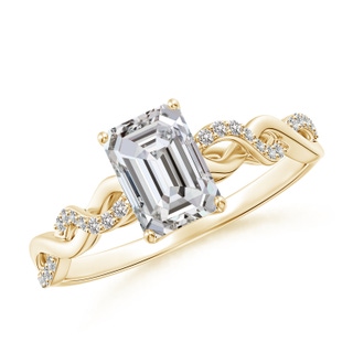 7x5mm IJI1I2 Emerald-Cut Solitaire Diamond Infinity Twist Ring in 9K Yellow Gold