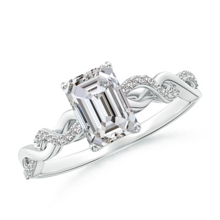 7x5mm IJI1I2 Emerald-Cut Solitaire Diamond Infinity Twist Ring in P950 Platinum
