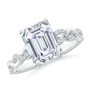 9x7mm GVS2 Emerald-Cut Solitaire Diamond Infinity Twist Ring in P950 Platinum