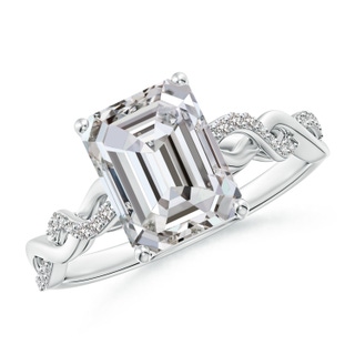 9x7mm IJI1I2 Emerald-Cut Solitaire Diamond Infinity Twist Ring in P950 Platinum