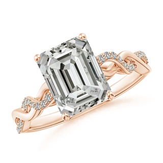 9x7mm KI3 Emerald-Cut Solitaire Diamond Infinity Twist Ring in 9K Rose Gold