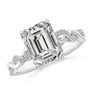 9x7mm KI3 Emerald-Cut Solitaire Diamond Infinity Twist Ring in S999 Silver