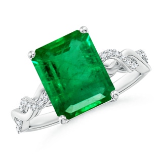 10x8mm AAA Emerald-Cut Solitaire Emerald Infinity Twist Ring in P950 Platinum