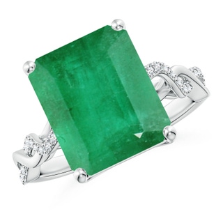 12x10mm A Emerald-Cut Solitaire Emerald Infinity Twist Ring in P950 Platinum