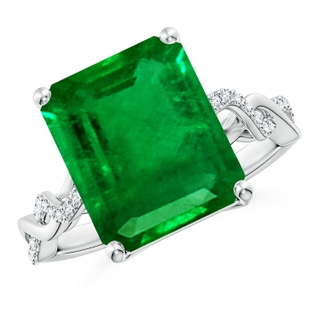 12x10mm AAAA Emerald-Cut Solitaire Emerald Infinity Twist Ring in P950 Platinum