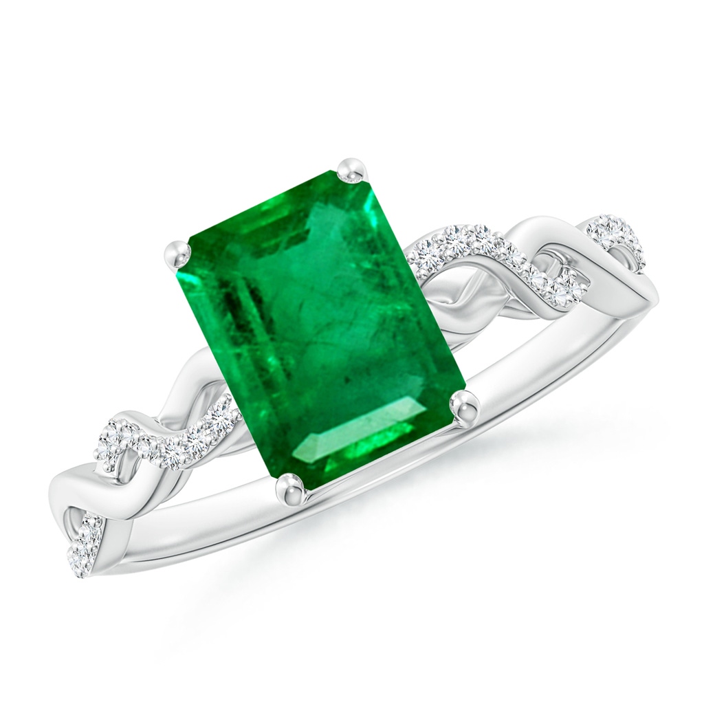 8x6mm AAA Emerald-Cut Solitaire Emerald Infinity Twist Ring in P950 Platinum