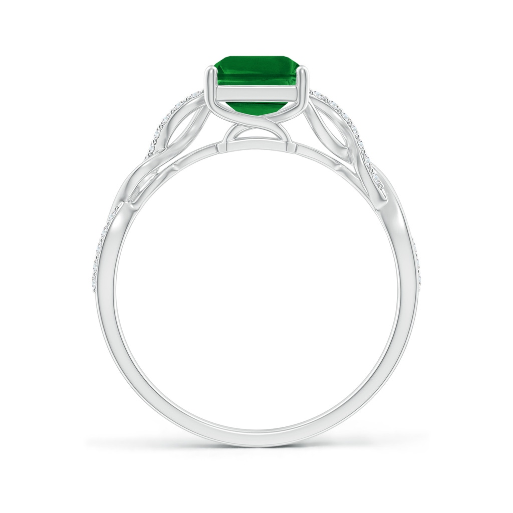 8x6mm AAAA Emerald-Cut Solitaire Emerald Infinity Twist Ring in P950 Platinum Side 199