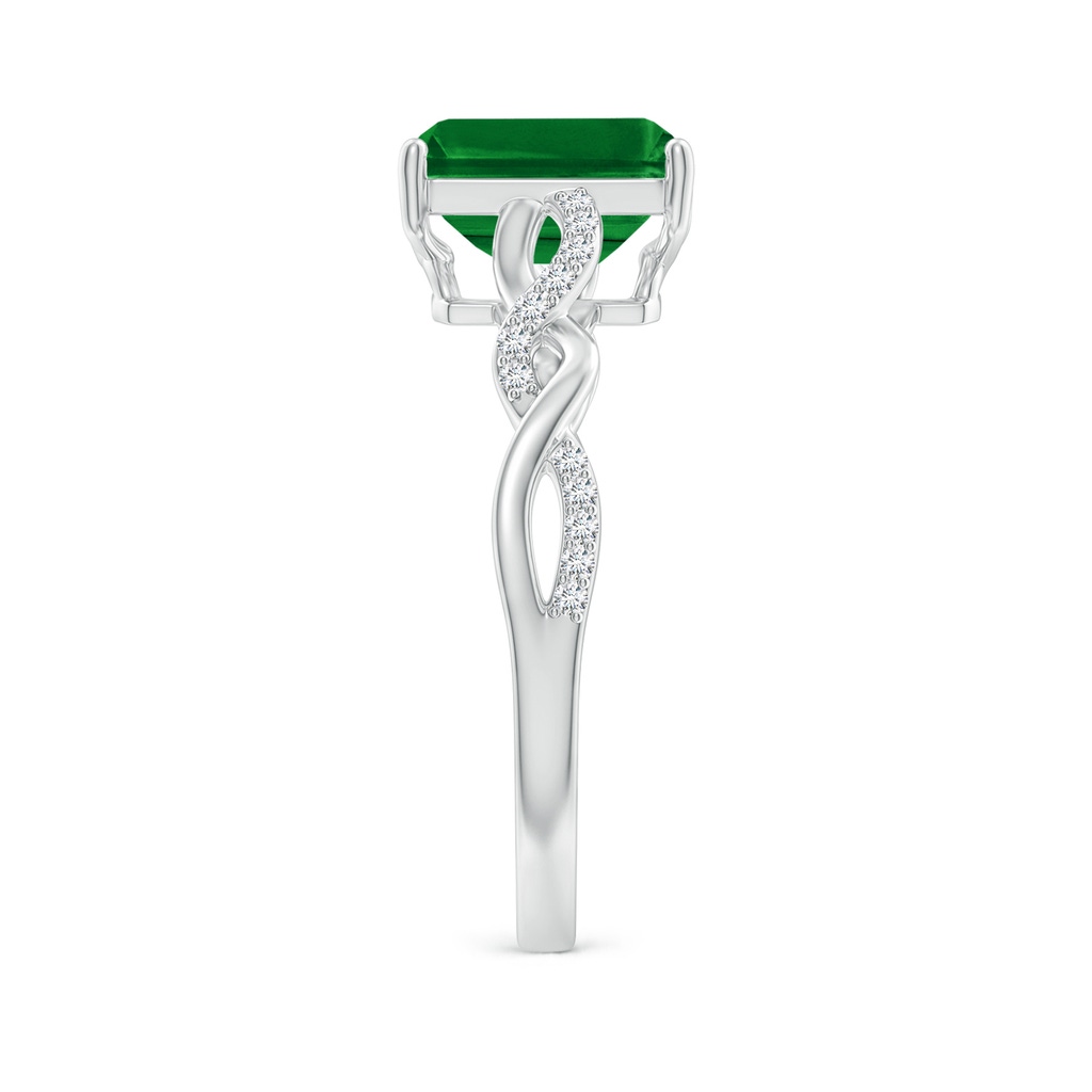 8x6mm AAAA Emerald-Cut Solitaire Emerald Infinity Twist Ring in P950 Platinum Side 299
