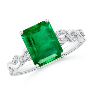 9x7mm AAA Emerald-Cut Solitaire Emerald Infinity Twist Ring in P950 Platinum